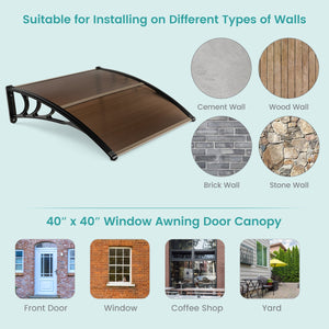 Outdoor Front Door Patio Overhang Awning for Sunlight Rain Snow Wind Protection-40 x 40 Inch view 9