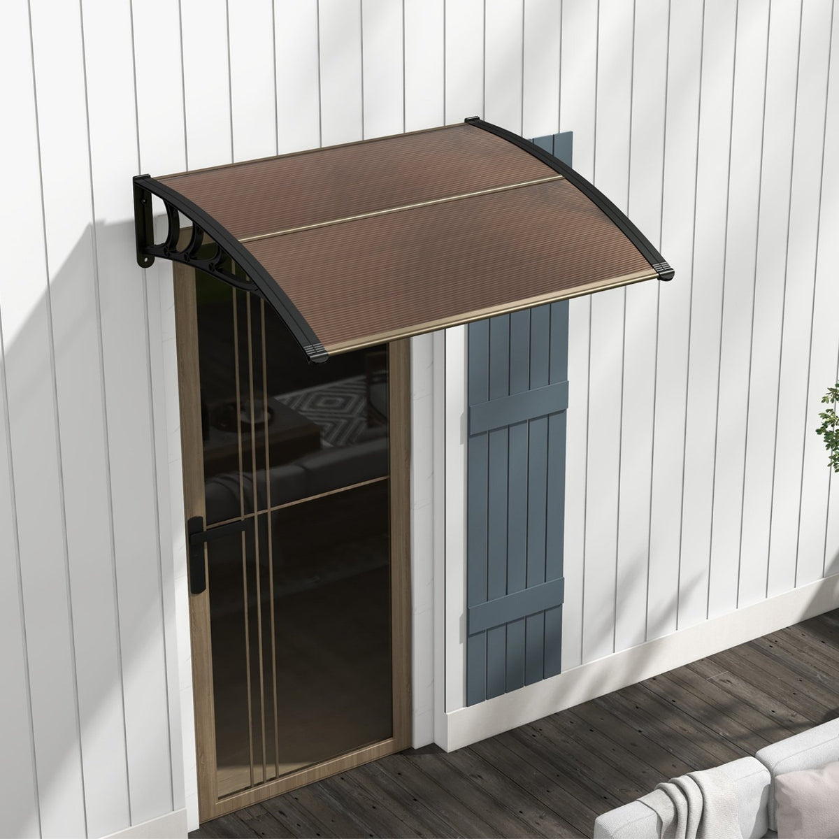 Outdoor Front Door Patio Overhang Awning for Sunlight Rain Snow Wind Protection-48 x 40 Inch view 2
