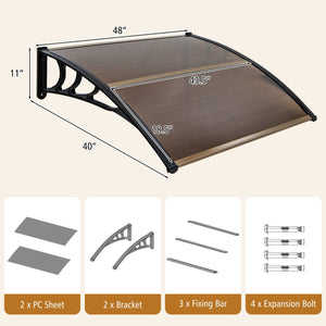 Outdoor Front Door Patio Overhang Awning for Sunlight Rain Snow Wind Protection-48 x 40 Inch view 5