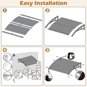 Outdoor Front Door Patio Overhang Awning for Sunlight Rain Snow Wind Protection-48 x 40 Inch view 8