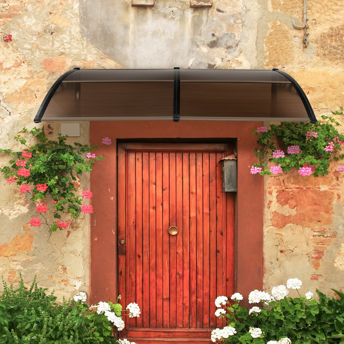 Outdoor Front Door Patio Overhang Awning for Sunlight Rain Snow Wind Protection-78 x 35 Inch view 2