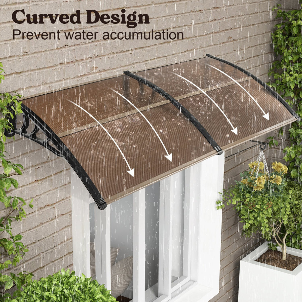 Outdoor Front Door Patio Overhang Awning for Sunlight Rain Snow Wind Protection-78 x 35 Inch view 3