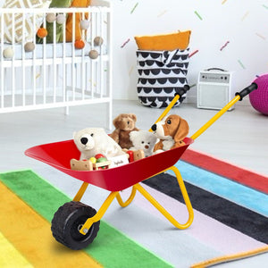 Outdoor Garden Backyard Play Toy Kids Metal Wheelbarrow-Red view 3
