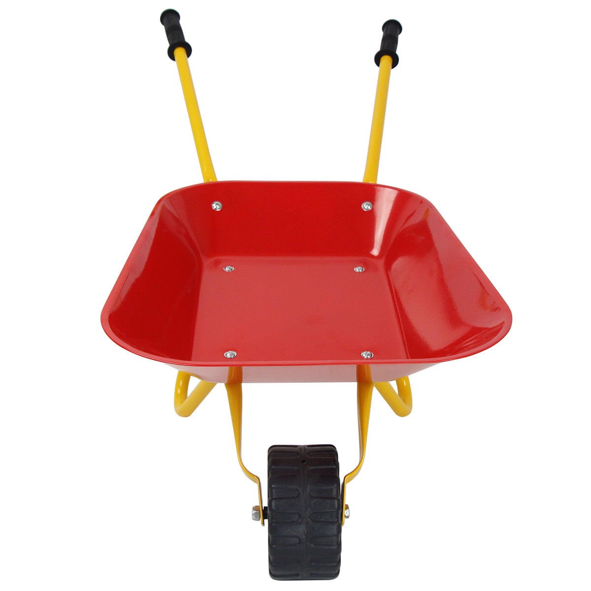 Outdoor Garden Backyard Play Toy Kids Metal Wheelbarrow-Red view 4