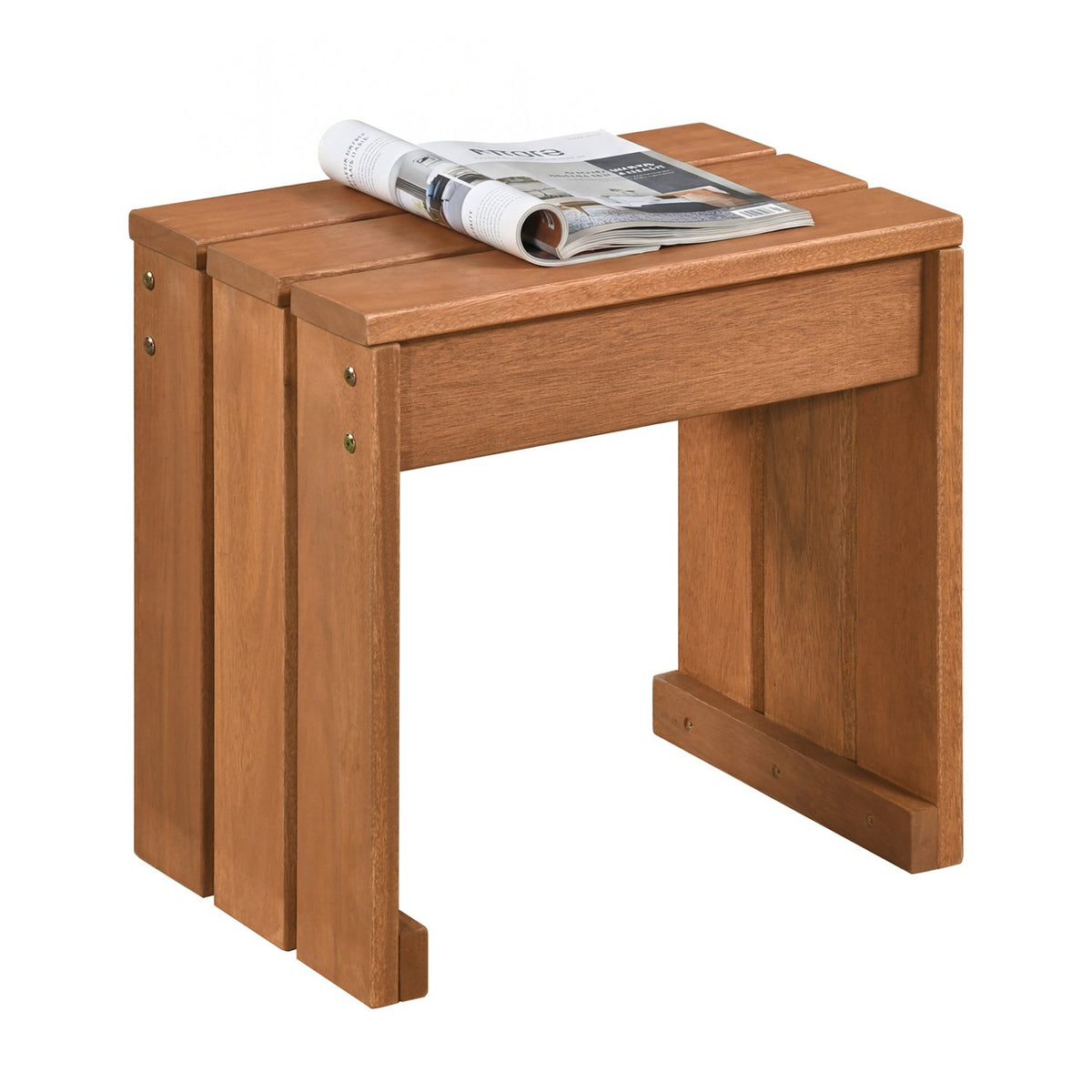 Outdoor Garden Bench Single Person Patio Backless Bench with Solid Wooden Frame view 4