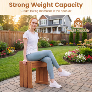 Outdoor Garden Bench Single Person Patio Backless Bench with Solid Wooden Frame view 7