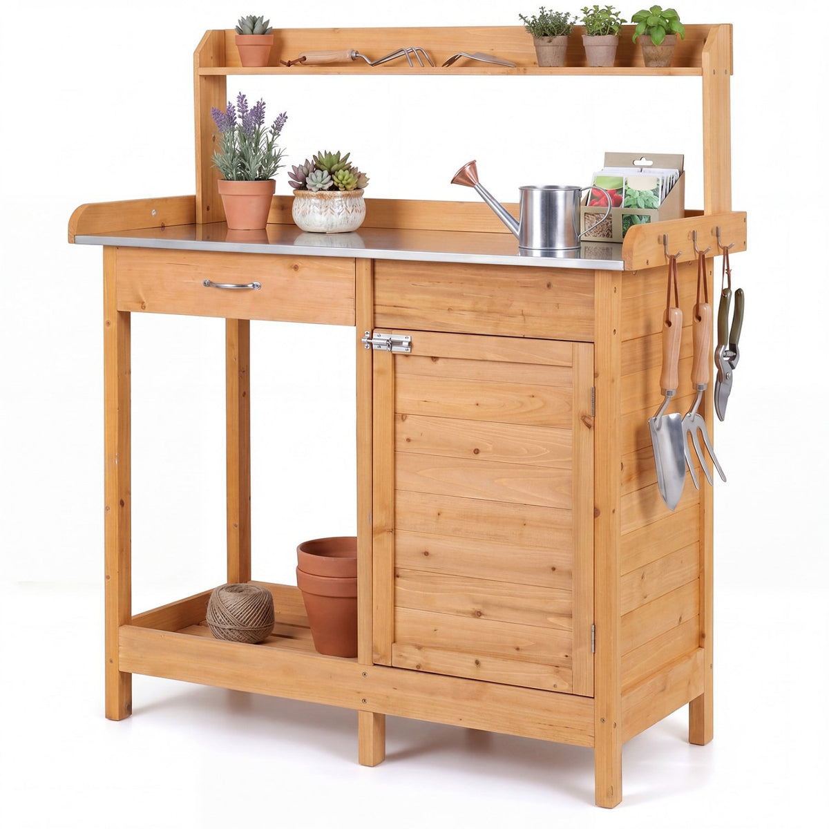 Outdoor Garden Wooden Work Station Potting Bench view 4