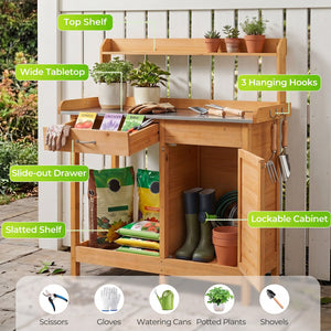 Outdoor Garden Wooden Work Station Potting Bench view 9