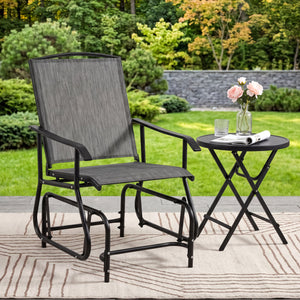 Outdoor Glider Chair with Metal Frame and Armrests-Gray view 2