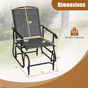 Outdoor Glider Chair with Metal Frame and Armrests-Gray view 4