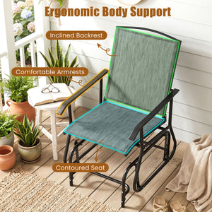 Outdoor Glider Chair with Metal Frame and Armrests-Gray view 7