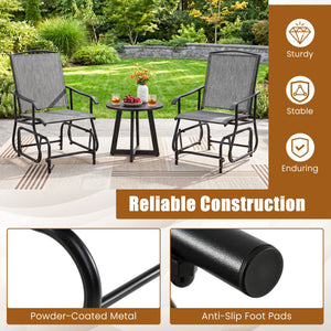Outdoor Glider Chair with Metal Frame and Armrests-Gray view 8