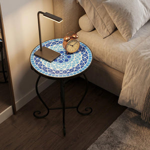Outdoor Indoor Steel Accent Plant Stand Cobalt Table-Blue view 3