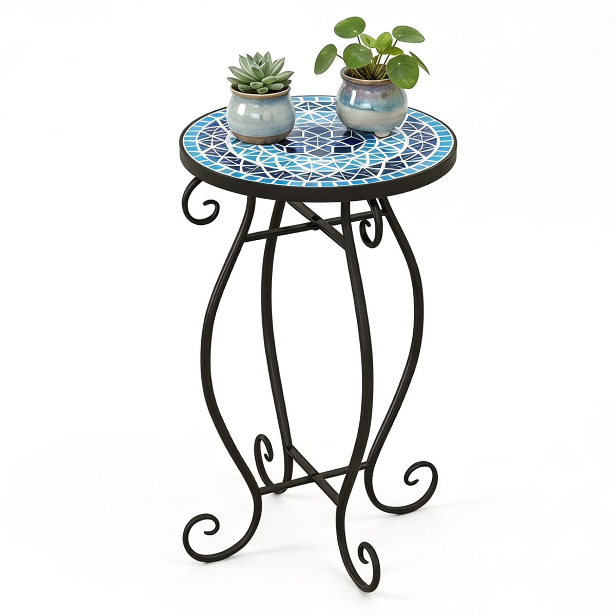 Outdoor Indoor Steel Accent Plant Stand Cobalt Table-Blue view 4