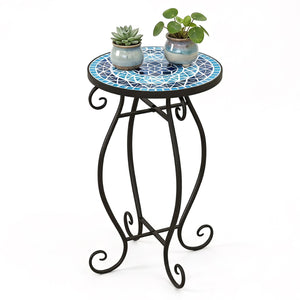Outdoor Indoor Steel Accent Plant Stand Cobalt Table-Blue view 4