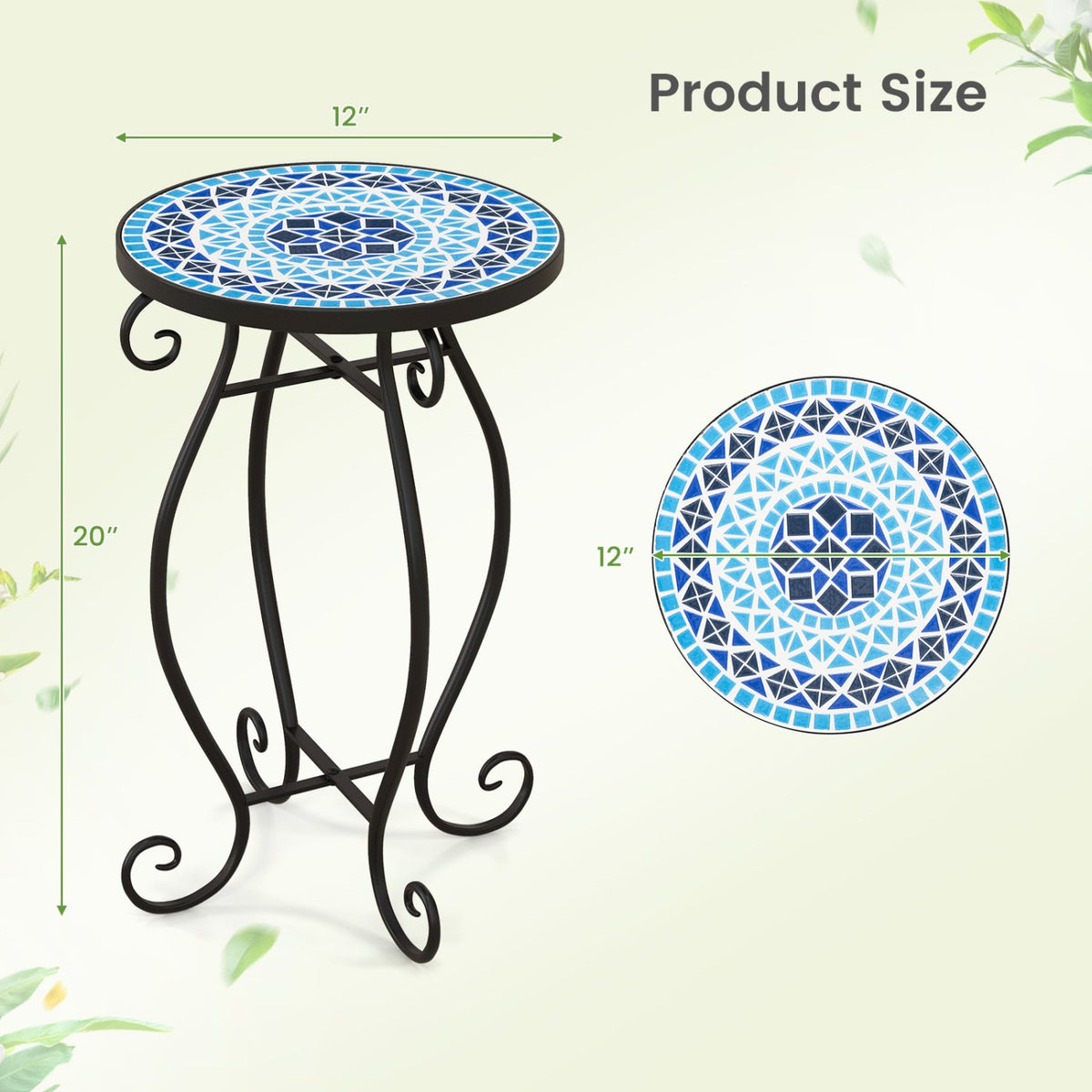 Outdoor Indoor Steel Accent Plant Stand Cobalt Table-Blue view 5