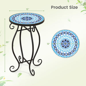 Outdoor Indoor Steel Accent Plant Stand Cobalt Table-Blue view 5