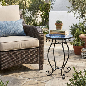 Outdoor Indoor Steel Accent Plant Stand Cobalt Table-Blue view 6