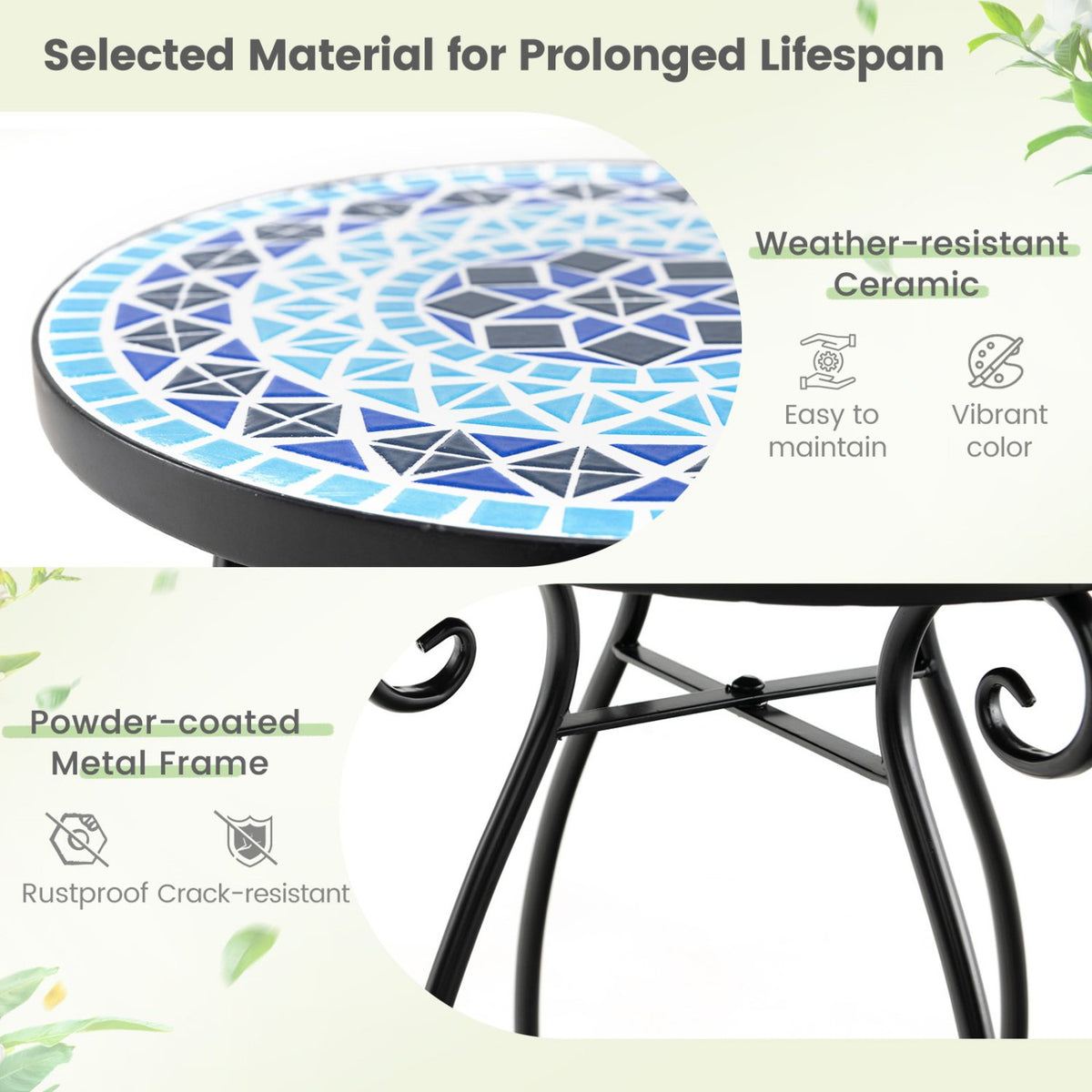 Outdoor Indoor Steel Accent Plant Stand Cobalt Table-Blue view 7