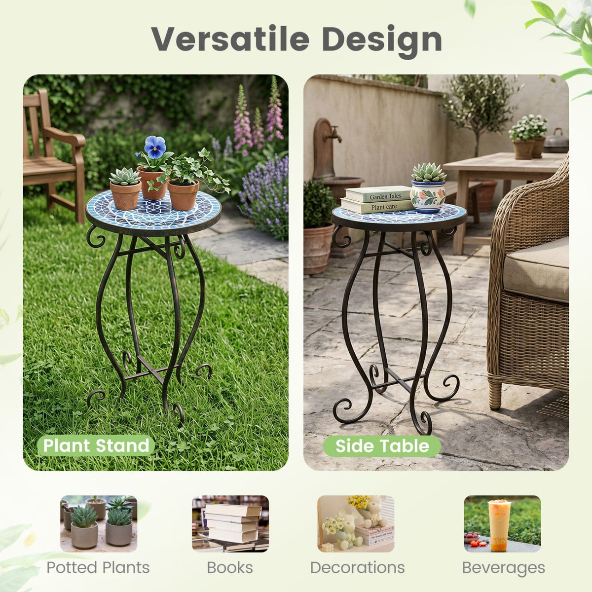 Outdoor Indoor Steel Accent Plant Stand Cobalt Table-Blue view 8