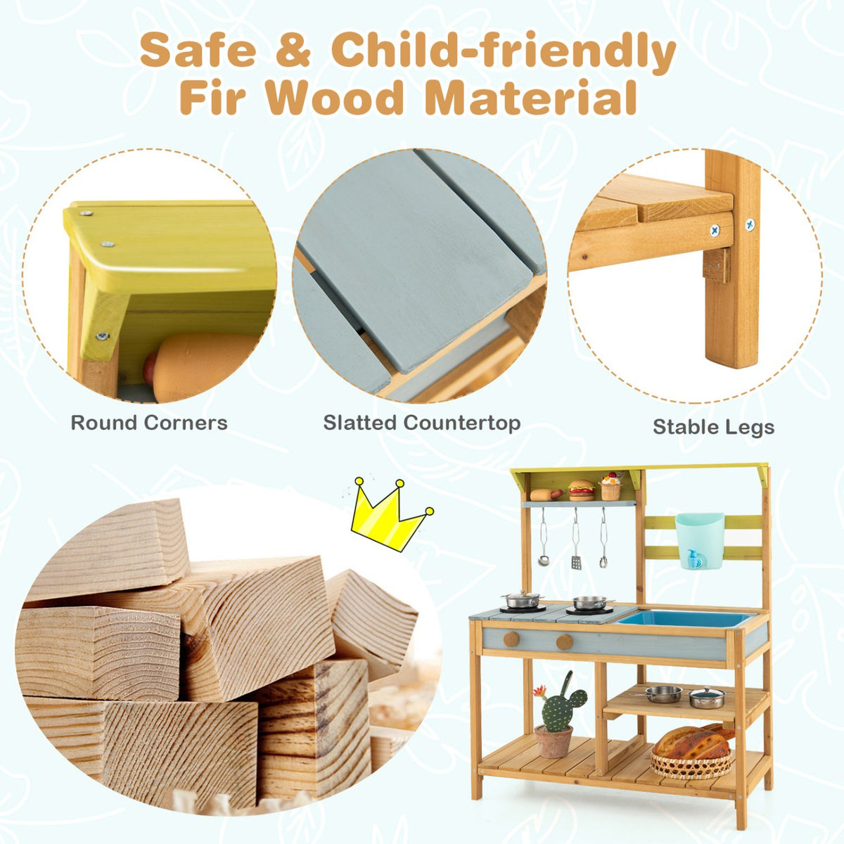 Outdoor Kids Mud Kitchen with Faucet and Water Box view 8
