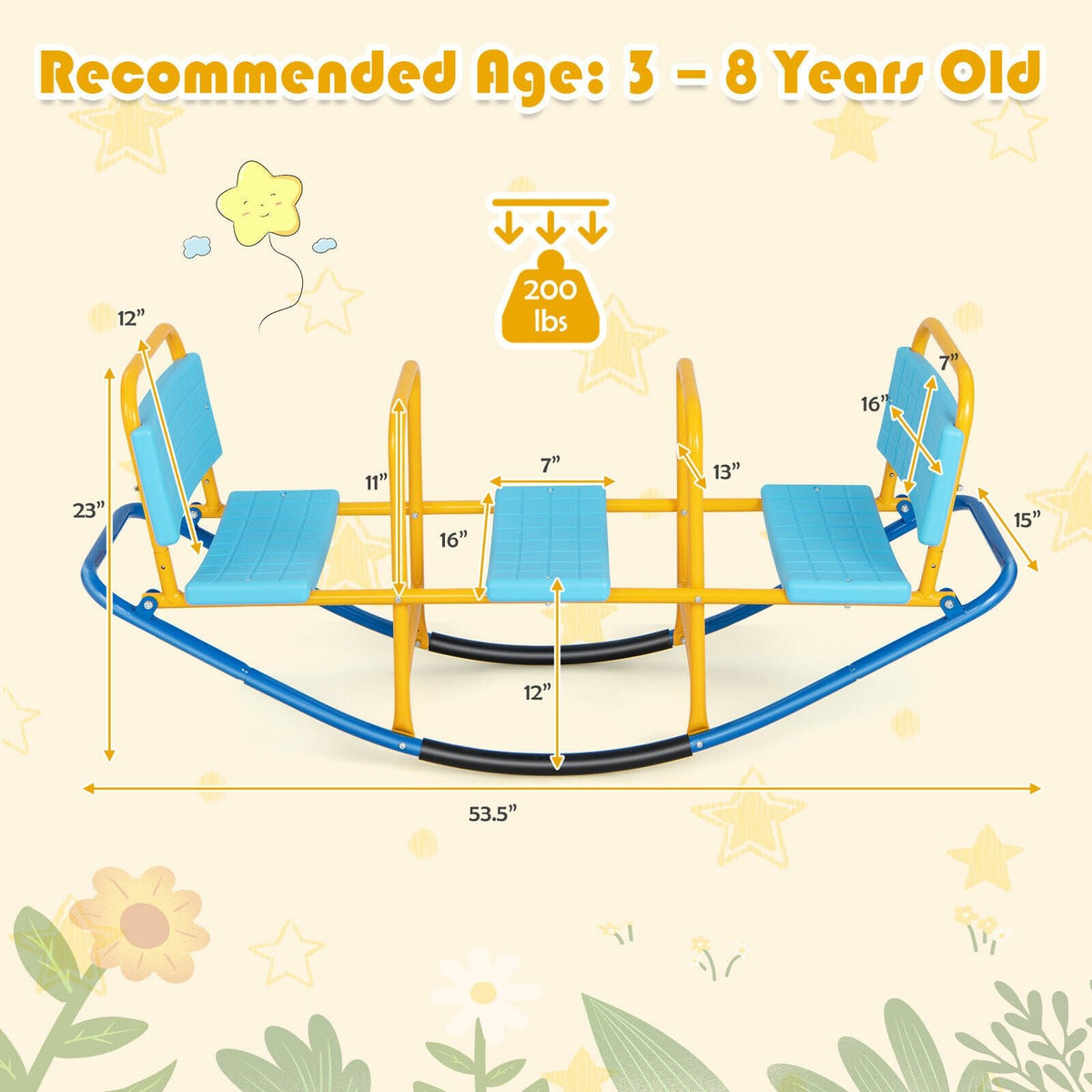 Outdoor Kids Seesaw Swivel Teeter for 3 to 8 Years Old-Blue view 5