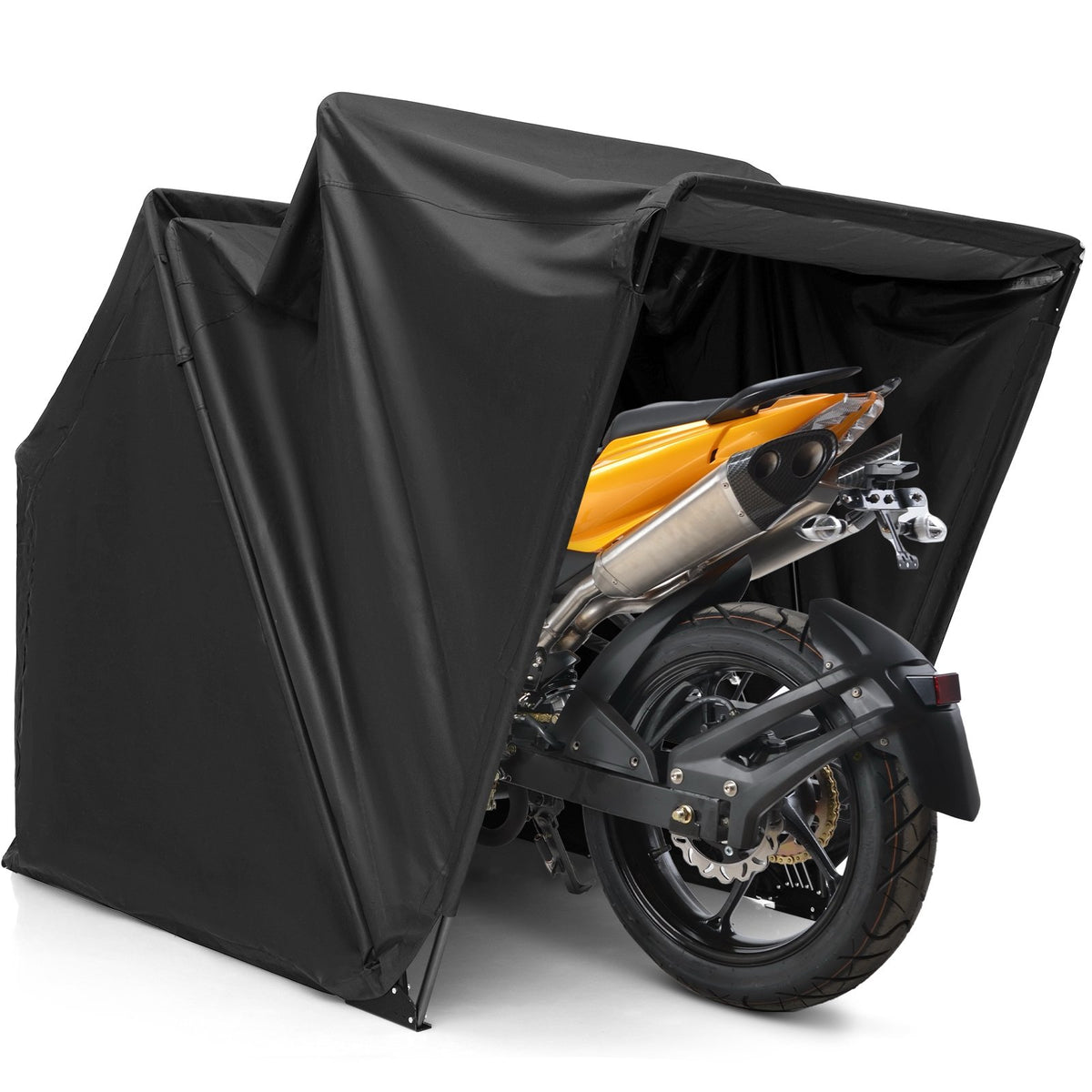 Outdoor Motorcycle Shelter Waterproof Motorbike Storage Tent with Cover-Black view 3