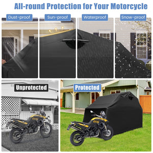 Outdoor Motorcycle Shelter Waterproof Motorbike Storage Tent with Cover-Black view 7