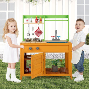 Outdoor Mud Kitchen Playset for Girls and Boys 3+ Years Old-Orange view 2