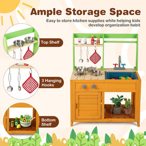 Outdoor Mud Kitchen Playset for Girls and Boys 3+ Years Old-Orange view 7
