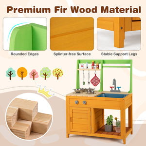 Outdoor Mud Kitchen Playset for Girls and Boys 3+ Years Old-Orange view 8