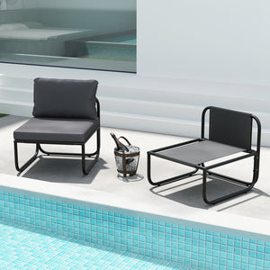 Outdoor Patio Chairs Set of 2 with Removable Cushions and Adjustable Foot Pads-Gray view 3