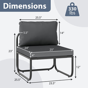 Outdoor Patio Chairs Set of 2 with Removable Cushions and Adjustable Foot Pads-Gray view 4