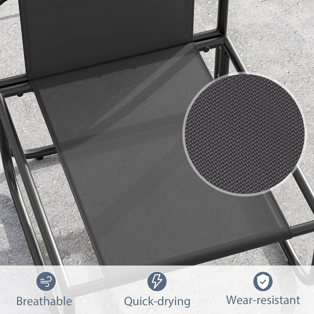 Outdoor Patio Chairs Set of 2 with Removable Cushions and Adjustable Foot Pads-Gray view 6