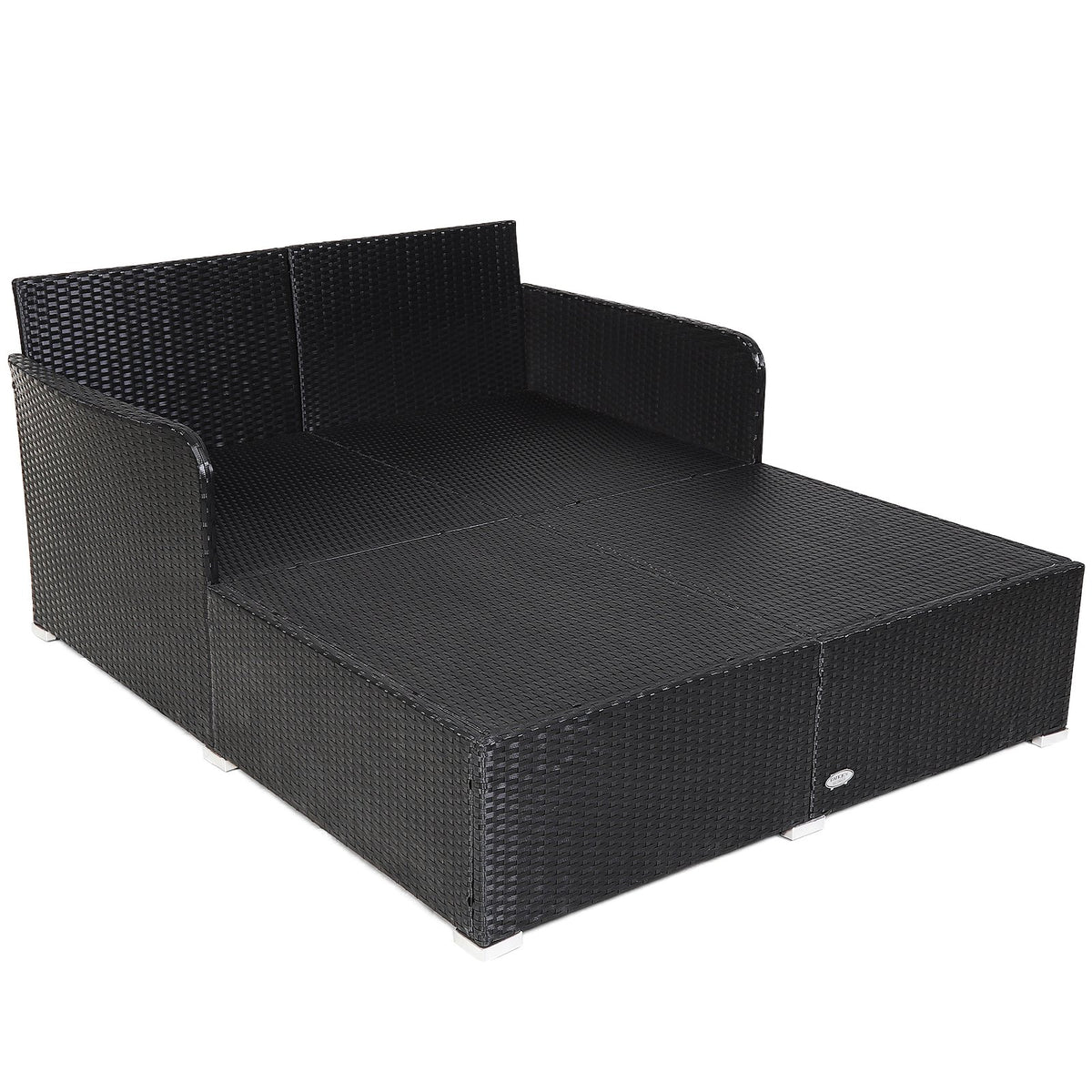 Spacious Outdoor Rattan Daybed with Upholstered Cushions and Pillows-Gray view 7