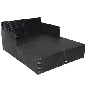 Spacious Outdoor Rattan Daybed with Upholstered Cushions and Pillows-Gray view 7