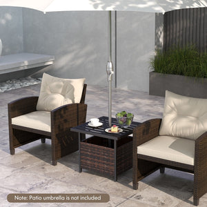 Outdoor Patio Rattan Wicker Steel Side Deck Table-Brown view 6
