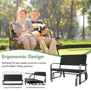 2-Seat Porch Glider with HDPE Back Seat and Steel Frame-Black view 5