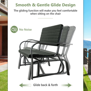 2-Seat Porch Glider with HDPE Back Seat and Steel Frame-Black view 9