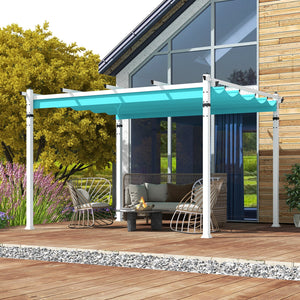 Outdoor Pergola with Retractable Canopy and Aluminum Frame-Turquoise view 2