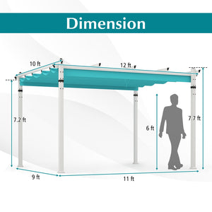 Outdoor Pergola with Retractable Canopy and Aluminum Frame-Turquoise view 5