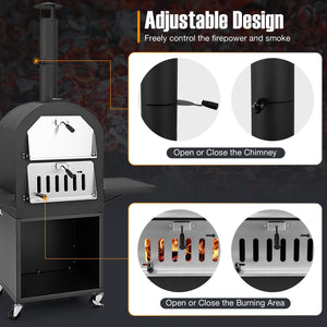 Outdoor Pizza Oven with Protective Cover and Grill Racks and Built-in Thermometer view 5