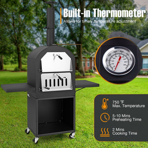 Outdoor Pizza Oven with Protective Cover and Grill Racks and Built-in Thermometer view 6