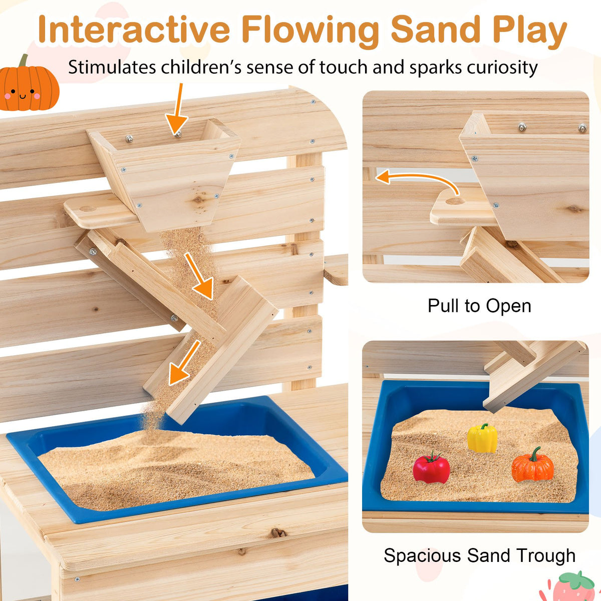 Outdoor Play Pretend Kitchen with Detachable Sandbox and Removable Sink-Natural view 6