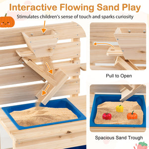 Outdoor Play Pretend Kitchen with Detachable Sandbox and Removable Sink-Natural view 6