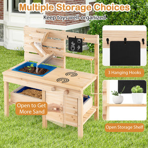 Outdoor Play Pretend Kitchen with Detachable Sandbox and Removable Sink-Natural view 8