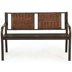 Outdoor Porch Furniture Patio Garden Bench Steel Frame Rattan view 9