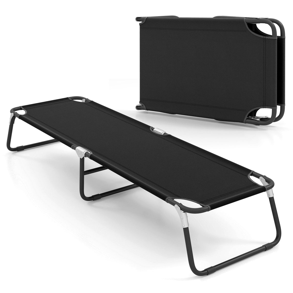 Outdoor Portable Folding Camping Bed for Sleeping Hiking Travel-Black