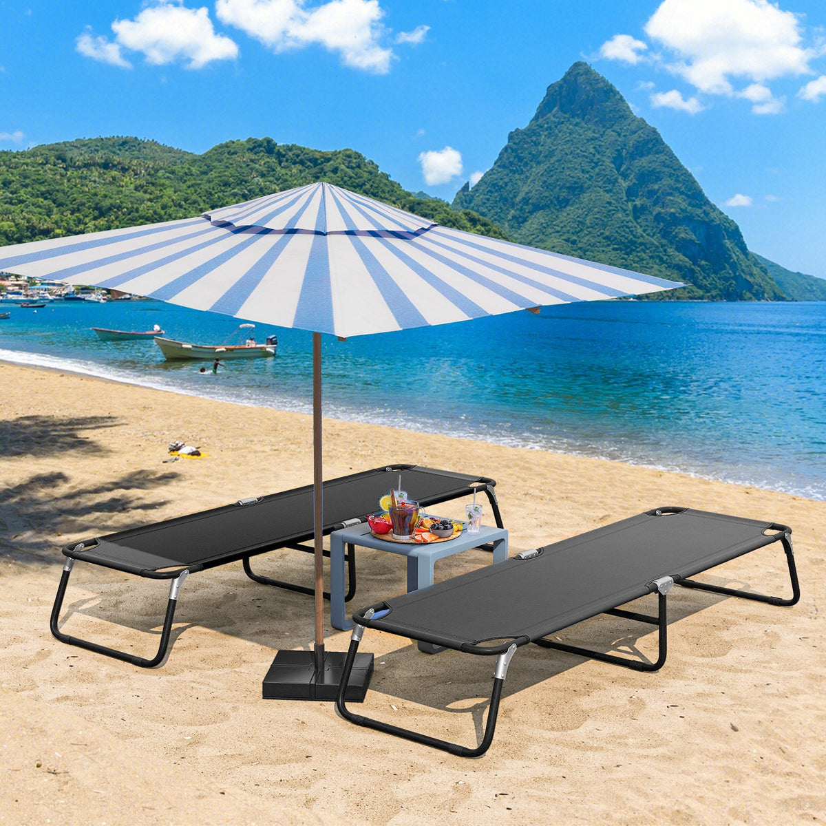 Outdoor Portable Folding Camping Bed for Sleeping Hiking Travel-Black view 3