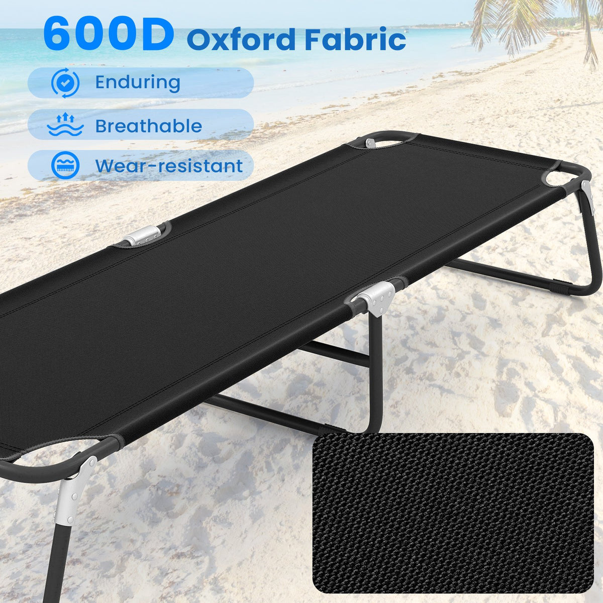 Outdoor Portable Folding Camping Bed for Sleeping Hiking Travel-Black view 6